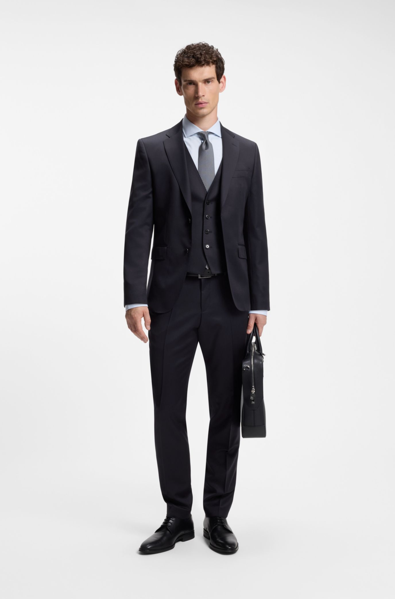 BOSS - BOSS ONE Regular-fit suit jacket in virgin-wool serge