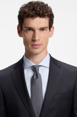 BOSS ONE Regular-fit suit jacket in virgin-wool serge, Dark Blue