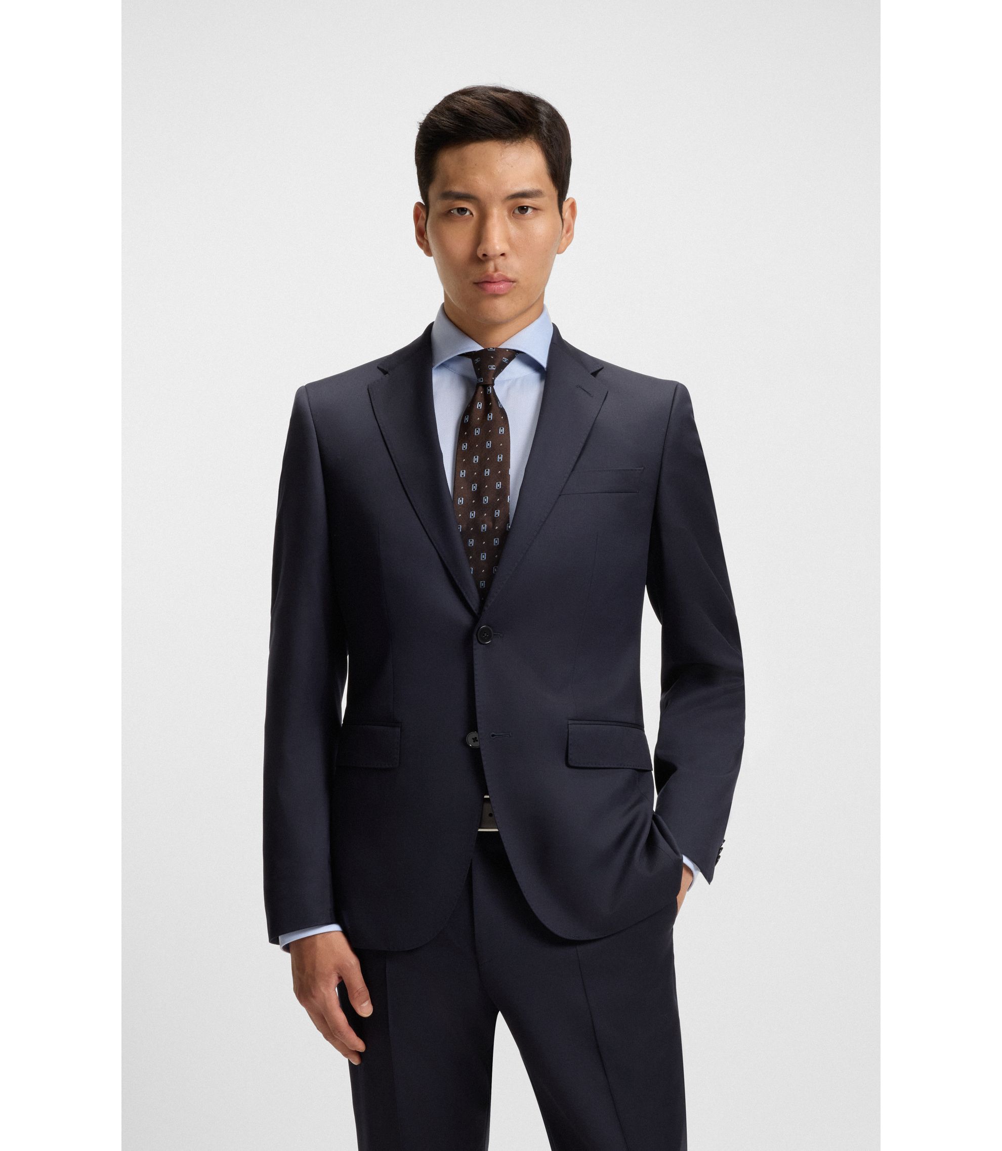 新品 ヒューゴボス イタリア製 ウール100% セットアップ スーツ M 試着のみ M HUGO BOSS スーツ ブラック BOSS | Made to Measure Suits