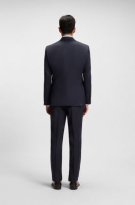 Regular-fit colbert van scheerwollen sergestof, Donkerblauw