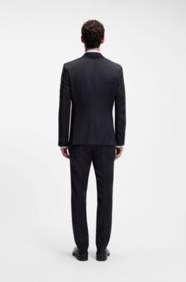 BOSS ONE Regular-fit suit jacket in virgin-wool serge, Dark Blue