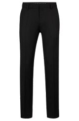 Slim-fit trousers in virgin-wool serge, Black