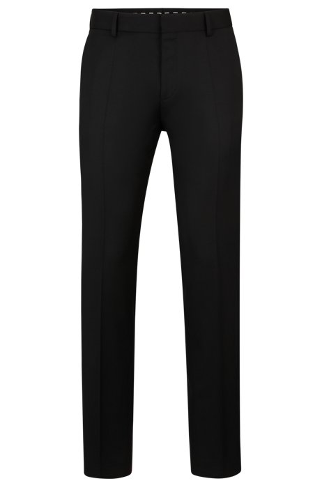 Slim-fit trousers in virgin-wool serge, Black