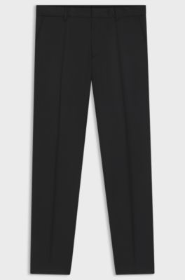 Slim-fit trousers in virgin-wool serge, Black