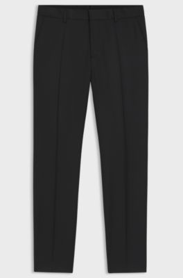 BOSS ONE Slim-fit trousers in virgin-wool serge, Black
