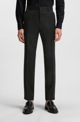 Pantaloni slim fit in serge di lana vergine, Nero