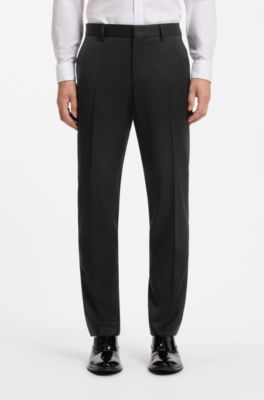 BOSS ONE Slim-fit broek van scheerwollen serge, Zwart
