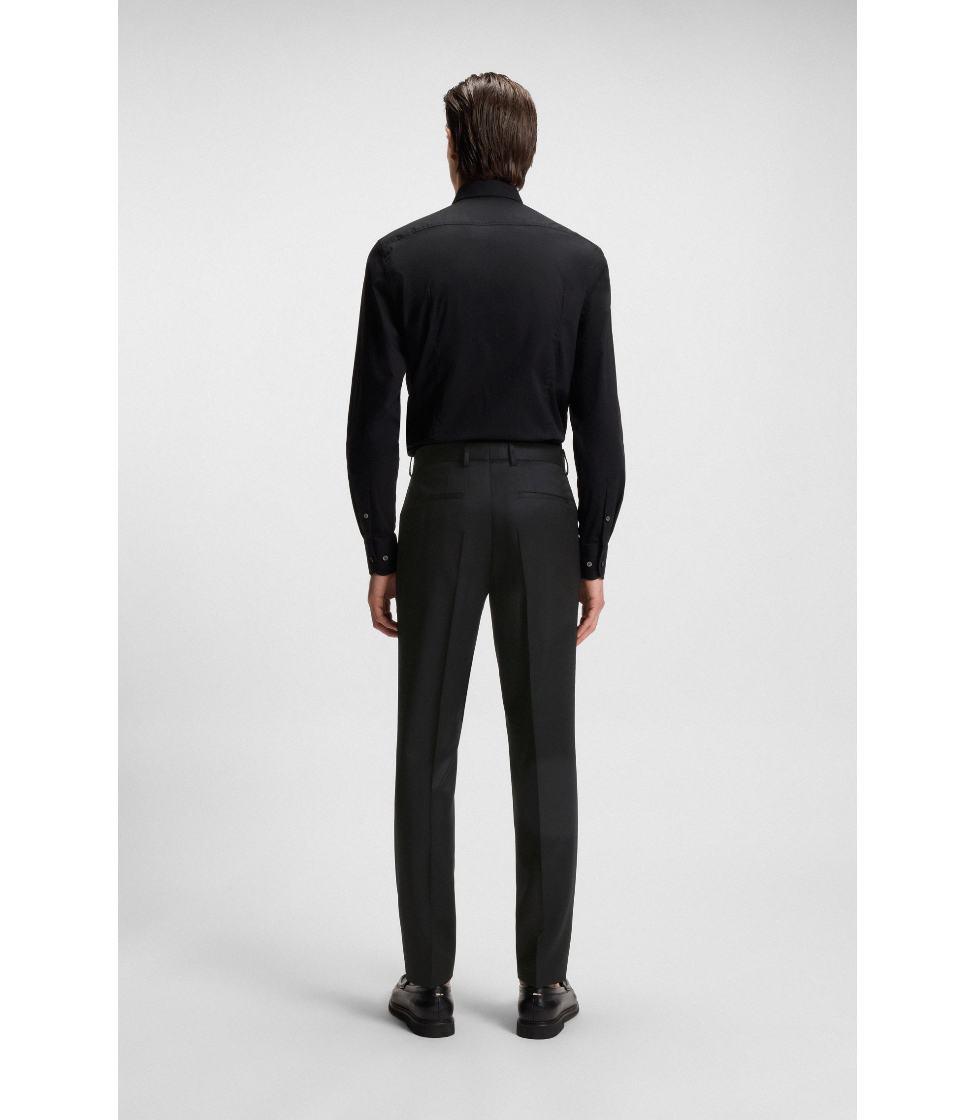 BOSS - スリムフィットパンツ バージンウールサージ - ブラック