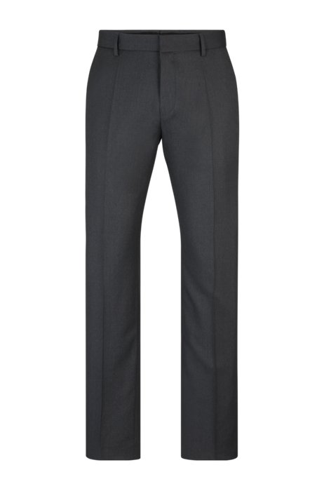 Slim-fit trousers in virgin-wool serge, Dark Grey