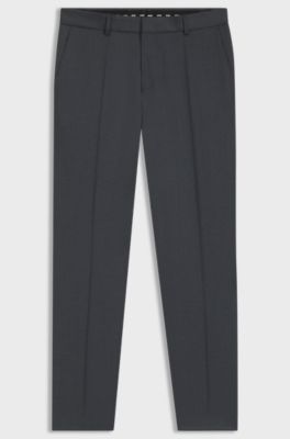 Pantaloni slim fit in serge di lana vergine, Grigio scuro