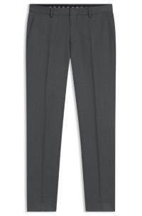 BOSS ONE Slim-fit trousers in virgin-wool serge, Dark Grey