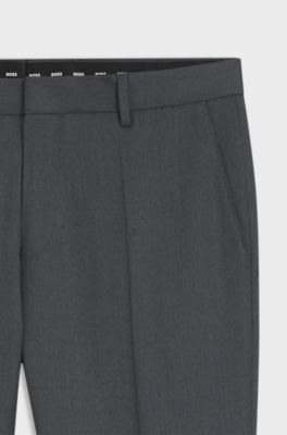 BOSS ONE Slim-fit broek van scheerwollen serge, Donkergrijs