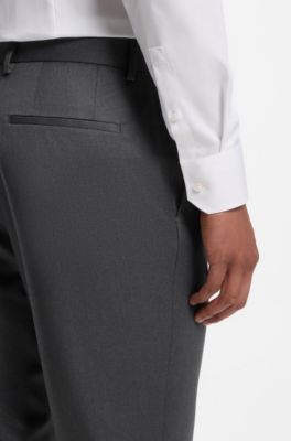 BOSS ONE Slim-fit trousers in virgin-wool serge, Dark Grey