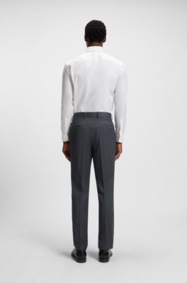 Slim-Fit Hose aus Schurwoll-Serge, Dunkelgrau
