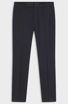 BOSS ONE Slim-fit trousers in virgin-wool serge, Dark Blue