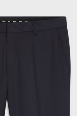 BOSS ONE Slim-fit trousers in virgin-wool serge, Dark Blue