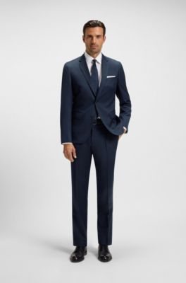 Pantaloni slim fit in serge di lana vergine, Blu scuro