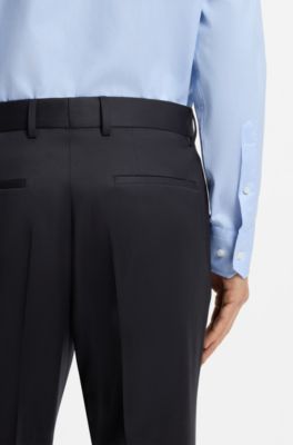 Slim-fit trousers in virgin-wool serge, Dark Blue