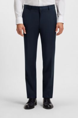 Pantaloni slim fit in serge di lana vergine, Blu scuro