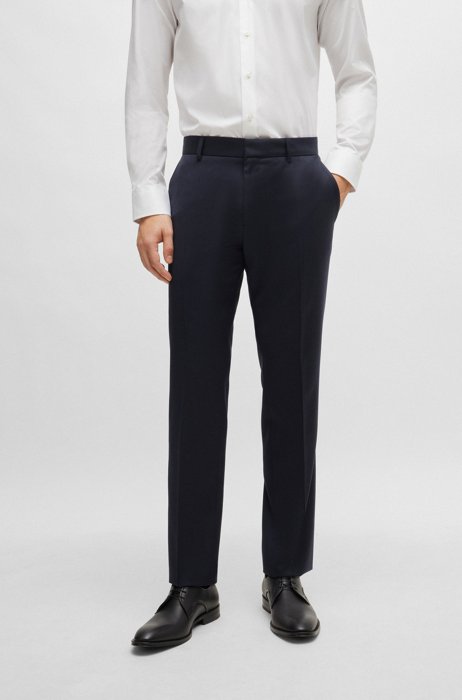 Pantaloni formali in serge di lana vergine, Blu scuro
