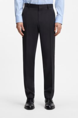Slim-fit trousers in virgin-wool serge, Dark Blue