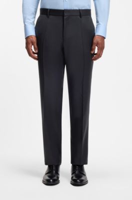 BOSS ONE Slim-fit trousers in virgin-wool serge, Dark Blue