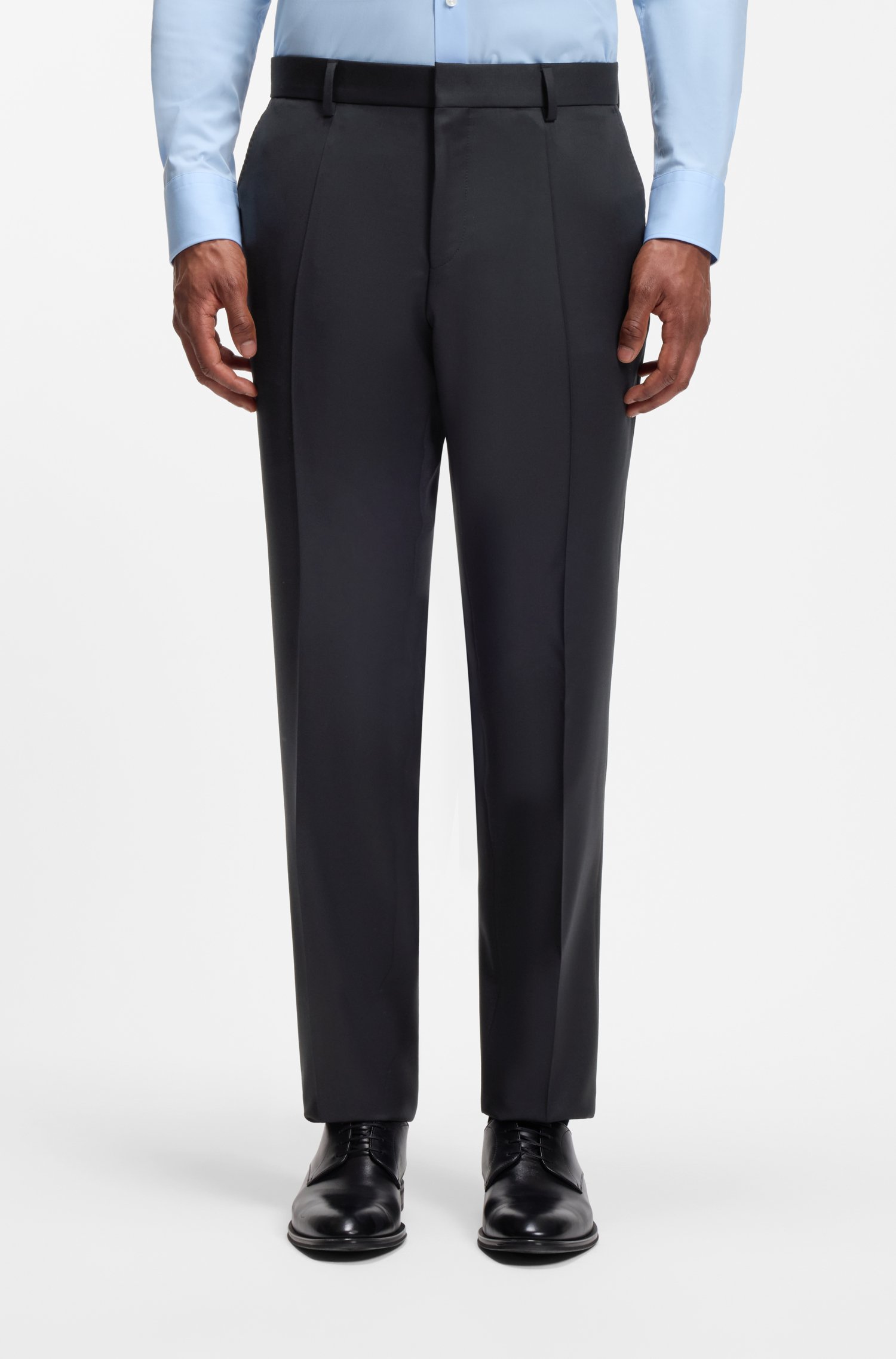 Boss ONE Slim-fit trousers in virgin-wool serge byxor herr