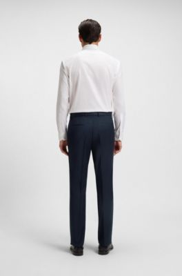 Pantaloni slim fit in serge di lana vergine, Blu scuro