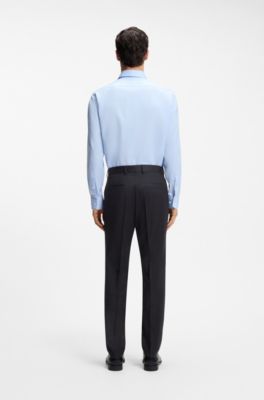 Pantaloni slim fit in serge di lana vergine, Blu scuro