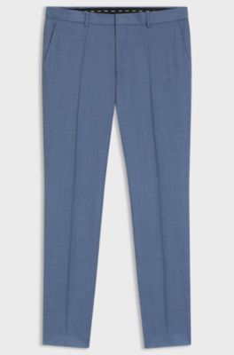 BOSS ONE Slim-fit trousers in virgin-wool serge, Light Blue