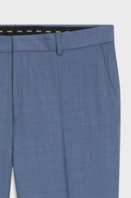 BOSS ONE Slim-fit trousers in virgin-wool serge, Light Blue