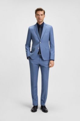 Slim-fit trousers in virgin-wool serge, Light Blue