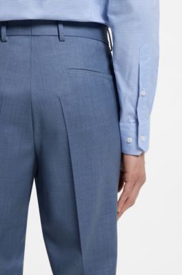 BOSS ONE Slim-fit trousers in virgin-wool serge, Light Blue