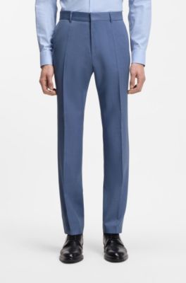 BOSS ONE Slim-fit trousers in virgin-wool serge, Light Blue