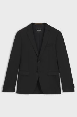 Extra-slim-fit suit jacket in virgin-wool serge, Black
