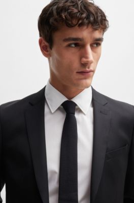 Extra-slim-fit suit jacket in virgin-wool serge, Black