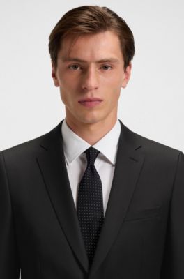 Extra-slim-fit suit jacket in virgin-wool serge, Black