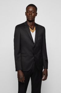 Extra-slim-fit suit jacket in virgin-wool serge, Black