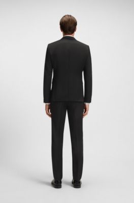 Extra slim-fit colbert van scheerwollen serge, Zwart