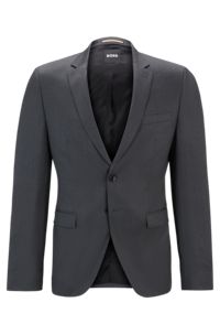 Extra-slim-fit jacket in virgin-wool serge, Dark Grey