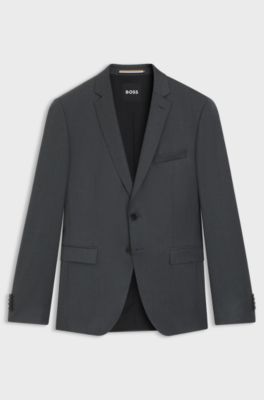 Extra-slim-fit suit jacket in virgin-wool serge, Dark Grey