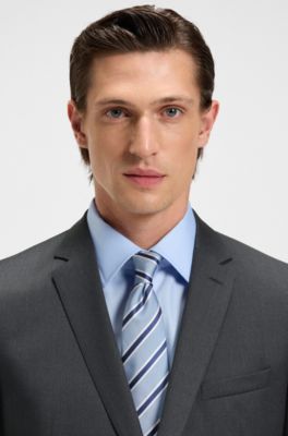 Extra-slim-fit suit jacket in virgin-wool serge, Dark Grey
