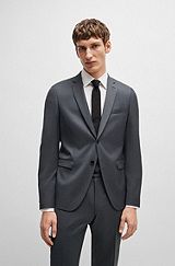Extra-slim-fit jacket in virgin-wool serge, Dark Grey