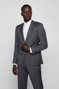 Giacca extra slim fit in serge di lana vergine, Grigio scuro