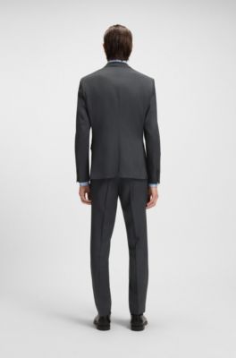 Extra-slim-fit suit jacket in virgin-wool serge, Dark Grey