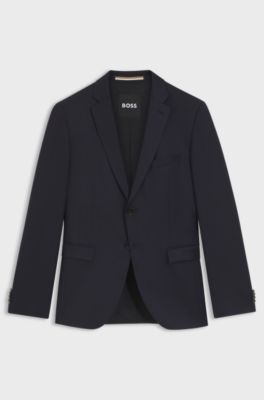 Extra slim-fit colbert van scheerwollen serge, Donkerblauw