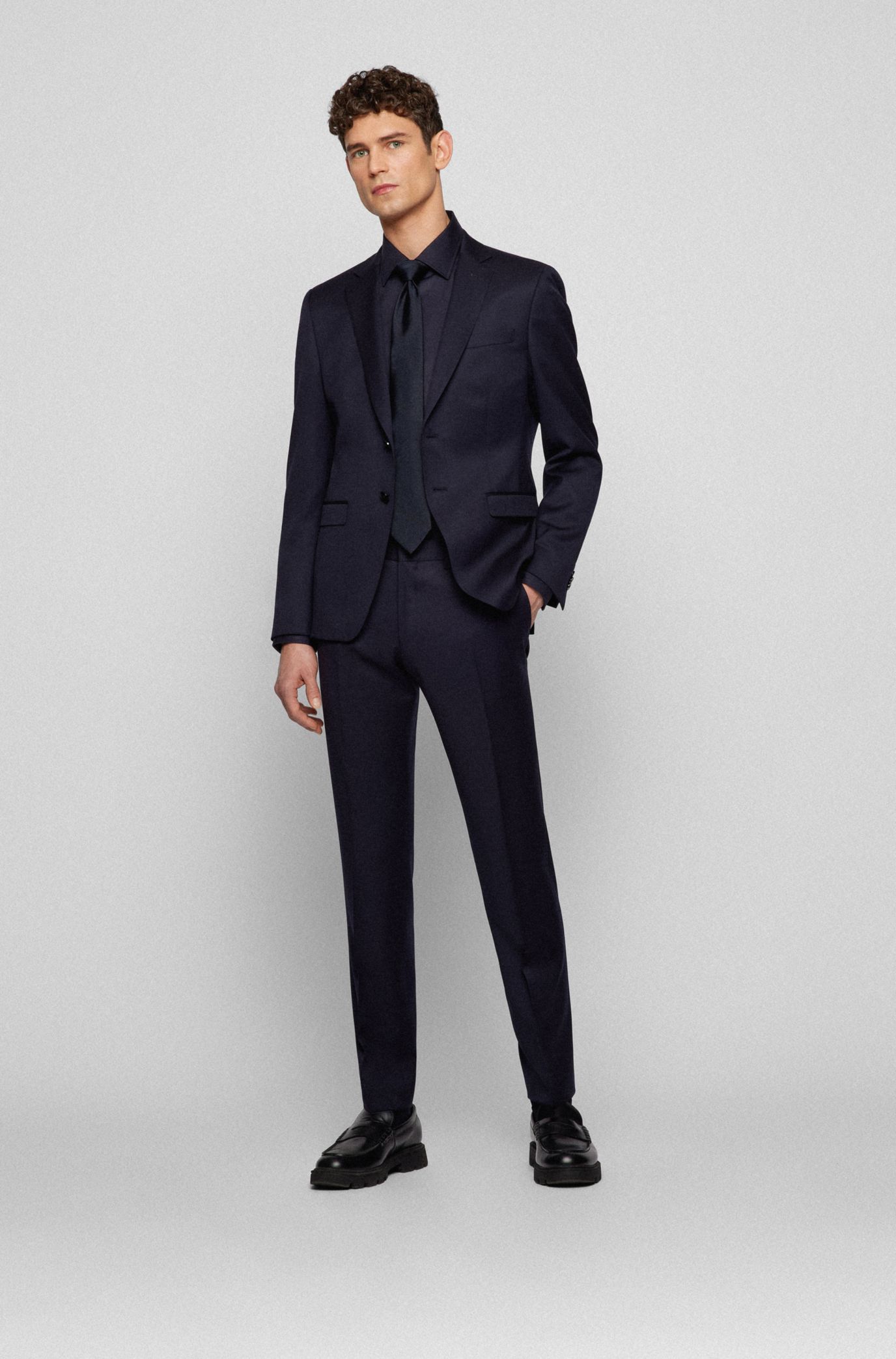 Extra-slim-fit jacket in virgin-wool serge