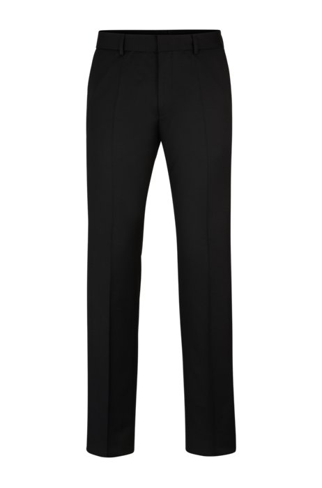 Regular-fit trousers in virgin-wool serge, Black