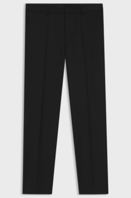 Regular-fit trousers in virgin-wool serge, Black