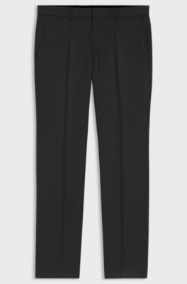 BOSS ONE Regular-fit broek van scheerwollen sergestof, Zwart
